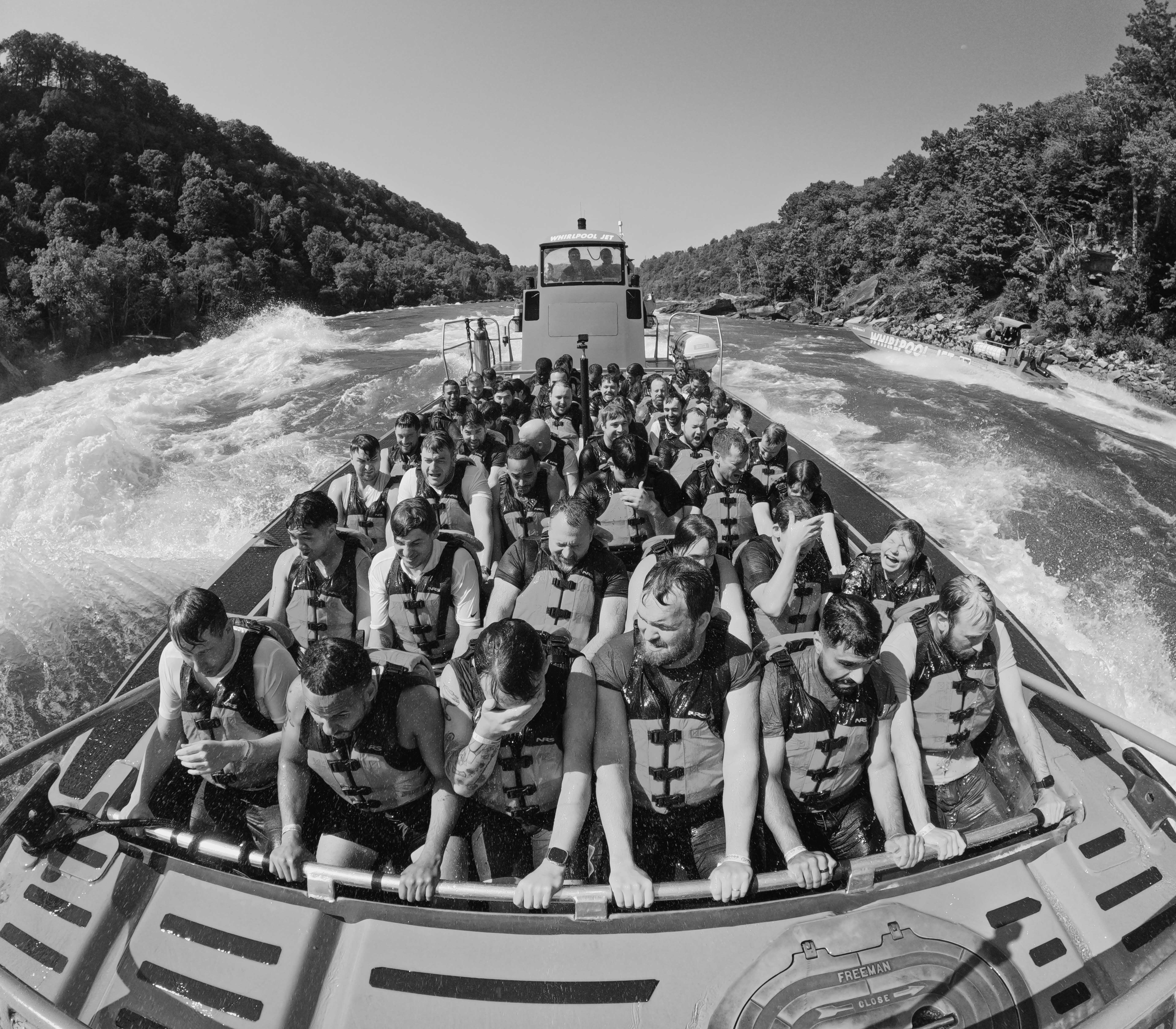Team on the Whirlpool jet boat